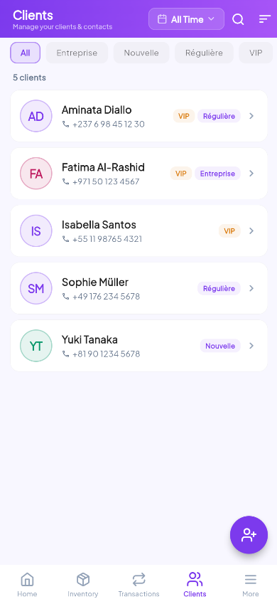 Client list with tags